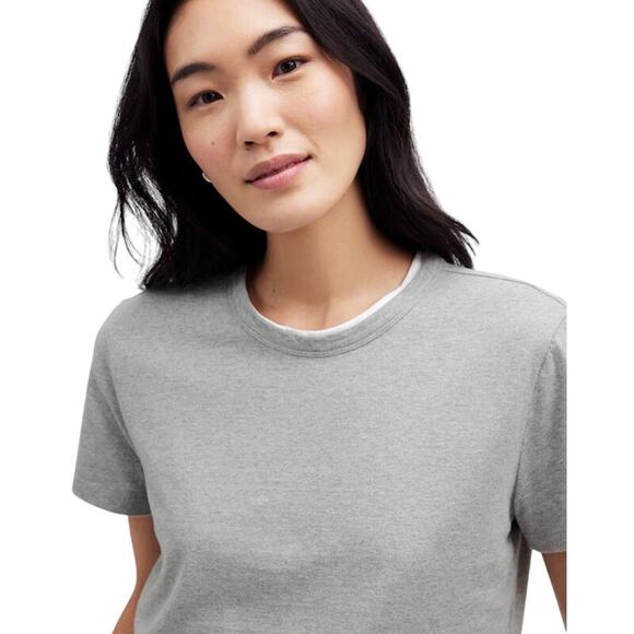 NWT Women’s Cotton Crewneck Tee Heather Ash Grey Size M Casual Basic Top - Picture 5 of 9